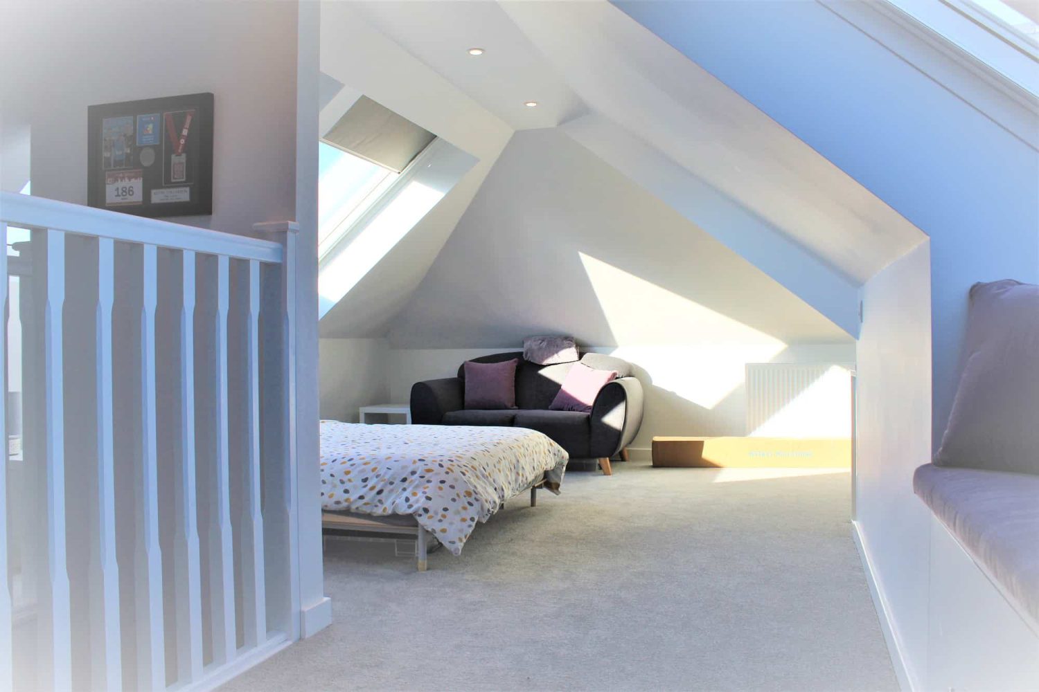 Bedroom beneath the rooflights