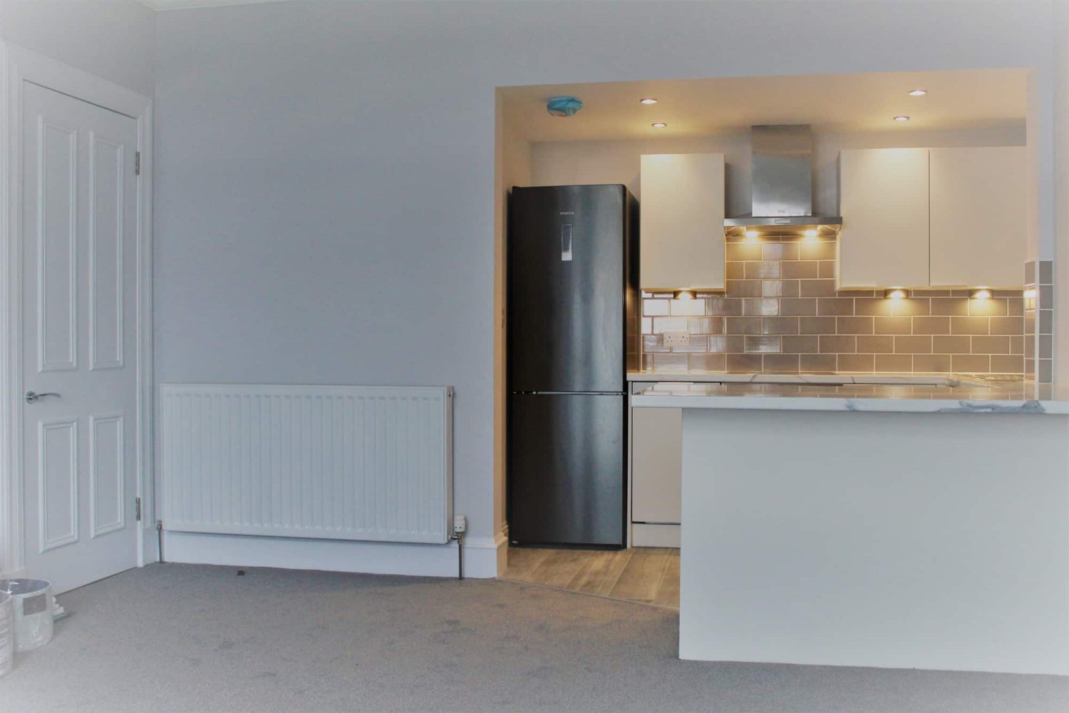 Open-plan living and kitchen area