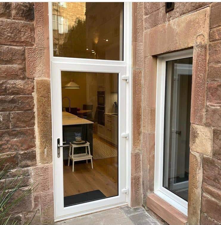 Glazed kitchen door to the garden